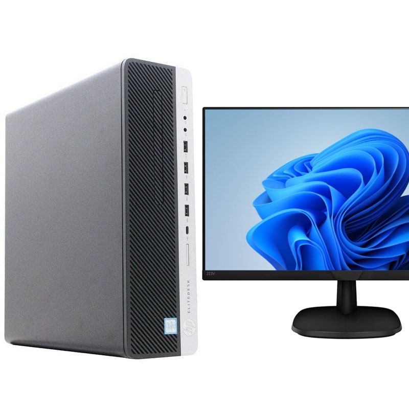 HP EliteDesk 800 G5 SFF Desktop PC with 21.5-inch Philips Monitor（Core i7-9700 / Windows 11 64bit ）