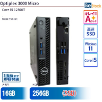 Optiplex3000Micro【中古】Win11 Pro 64bit Core i5 12500T 16GB DDR4-1575 256GB SSD（Core i5 12500T (2GHz) / Windows 11 Pro 64bit ）